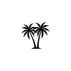 Tropical beach paradise with a palm tree silhouette vector illustration 