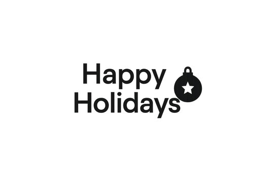 Happy holidays text with christmas ornament silhouette providing festive greeting on transparent background