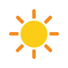 Bright yellow sun icon summer weather symbol daylight graphic sunny day illustration