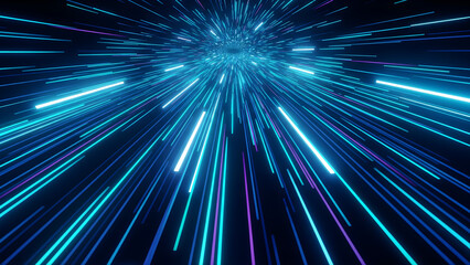 Neon polygon mesh forms a floating futuristic digital network, showing structured connections in VR space.