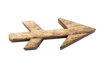 Rustic wooden arrow isolated on transparent background, crafted with care and attention to detail, perfect for adding a touch of country charm to any space