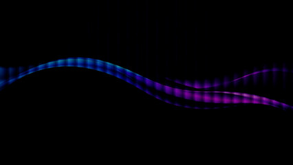 dark abstract futuristic blue and purple horizontal wave made of glowing stripes