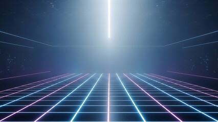 Particle data flows through a futuristic digital matrix, showing fast transmission and deep perspective.