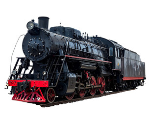 Fototapeta premium steam locomotive train isolated on white background PNG, AI GENERATED