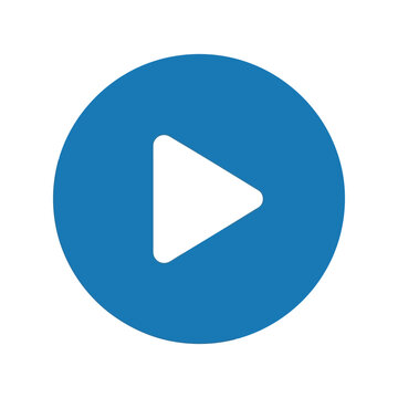 Blue play button icon media player control video start symbol audio playback graphic isolated vector