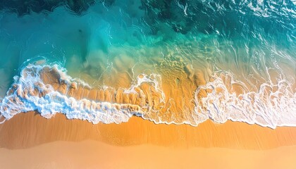 Overhead View Of A Palm Tree Shadow Cast Across The Clear Shallow Waters And Sandy Shoreline Under Bright Daylight