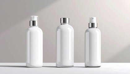 Minimalist Cosmetic Bottles Mockup for Branding and Product Presentation.