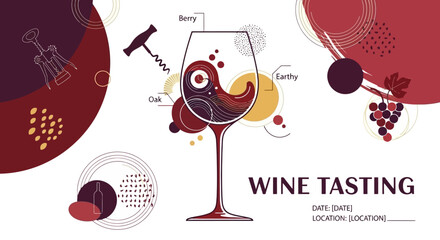 Elegant Wine Tasting Event Invitation with Grape Accents and Modern Design