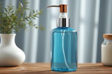Stylish blue liquid soap dispenser for bathroom or kitchen decor adds a touch of elegance and freshness to your everyday routine, perfect for a clean lifestyle