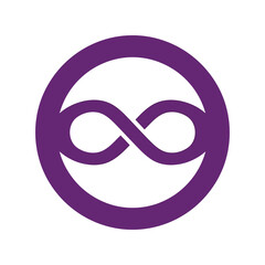 Purple infinity symbol in circle vector graphic limitless concept endless loop icon