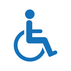 Blue wheelchair accessibility icon disabled person symbol handicap sign vector graphic