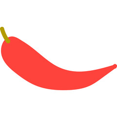 A Bright Red Chili Pepper with a Yellow Stem and a Transparent Background Suitable for Culinary or Graphic Design Applications