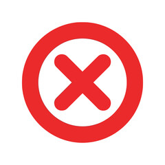 Obraz premium Red x mark in circle prohibition symbol rejection icon no sign cancel graphic isolated vector