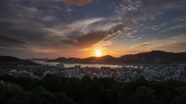長崎夜景のタイムラプス