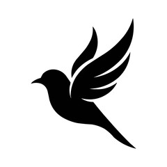 Minimalist Black and White Bird Icon Silhouette.
