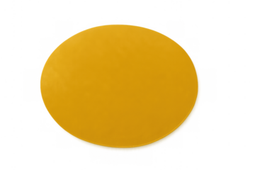 Abstract yellow round circle, a clean graphic design element or button template, isolated with a transparent background