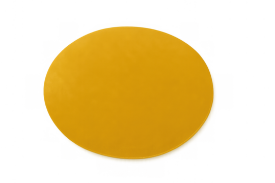 Abstract yellow round circle, a clean graphic design element or button template, isolated with a transparent background - Powered by Adobe