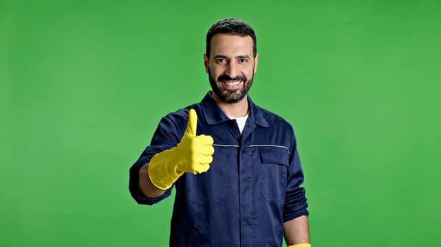 Positive Approval Concept: Friendly Worker Gives Thumbs Up, Smiling and Approving an Idea