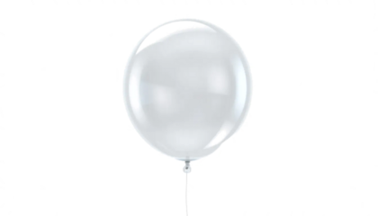 transparent balloon with glossy surface reflections, soft light glow, clean minimal style, isolated transparent background, realistic lighting.
