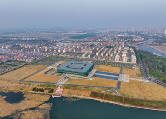 Fototapeta premium Aerial photography of Yin Ruins Museum in Anyang City, Henan Province
