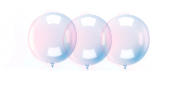 transparent balloon with glossy surface reflections, soft light glow, clean minimal style, isolated transparent background, realistic lighting.
