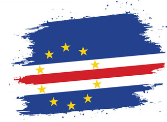 Cape Verde Brush Stroke National Flag on Isolated Transparent Background – Artistic African Paint Design, vector flat design and digital illustration 