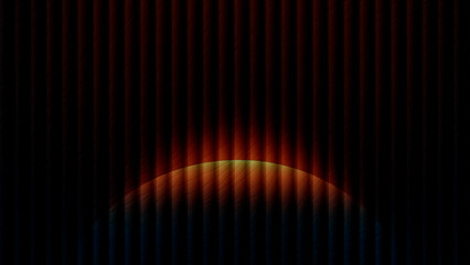 dark abstract futuristic warm color glowing semicircle on vertical stripes