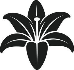 Black lily flower vector graphic on white background