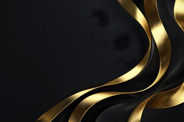 dark luxury background with flowing golden ribbons, premium aesthetic