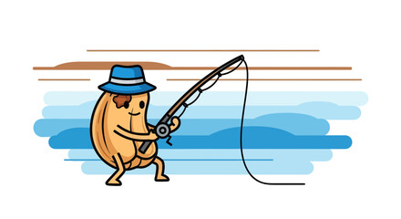 A Cheerful Nutty Character With A Fishing Rod Bringing Joy and Wonder To All Ages