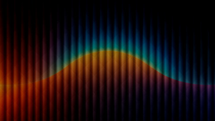 dark abstract futuristic warm to cool wave over glowing vertical stripes