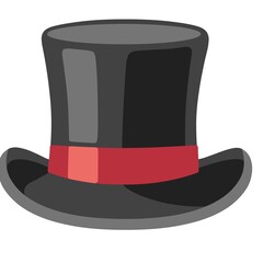 black top hat on white background