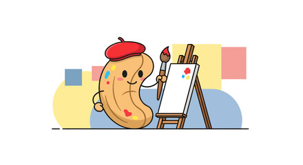 A Nutty Artist Painting a Masterpiece with Cheerful Colors and Playful Expression