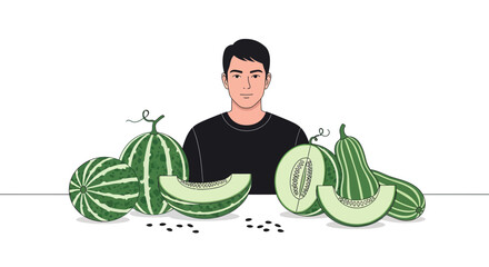 A Person Displays A Melons Collection Indicating Healthy Living And Fresh Produce