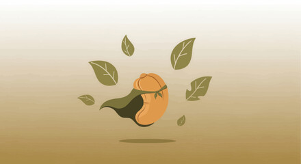 A Superhero Seed With A Leafy Cape Soaring Amongst Verdant Foliage Illustration
