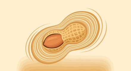 A Vibrant Vector Illustration of a Peanut in Its Shell with Swirling Design