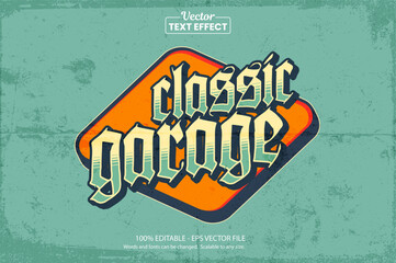 Classic Garage Text Effect – Vintage Retro Vector Typography with Grunge Texture