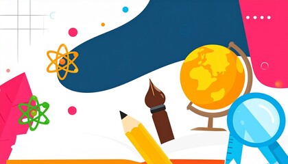 Back to School Supplies and Science Icons.