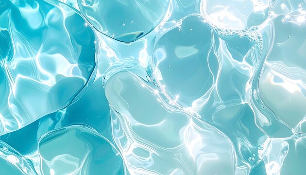 Serene blue water surface with shimmering sunlight reflections and gentle ripples creating a beautiful abstract caustic background - Powered by Adobe