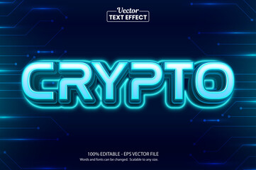 Futuristic Crypto Text Effect – Glowing Neon Blue Vector Typography