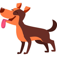 Cartoon Illustration of a Brown and Orange Dog Standing with Tongue Out on a Transparent Background
