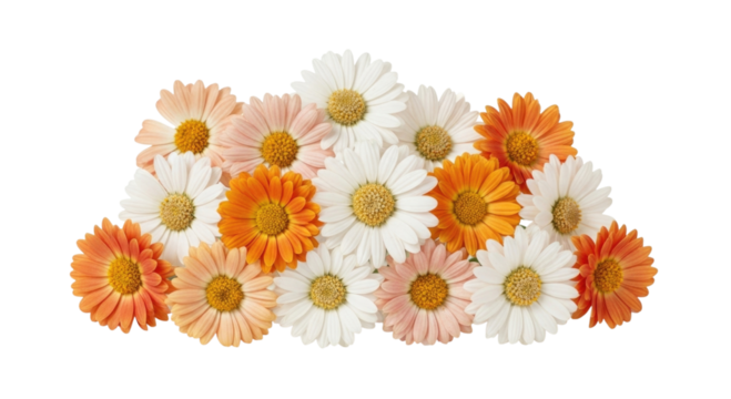 A bouquet of daisies in various colors transparent background cutout png - Powered by Adobe