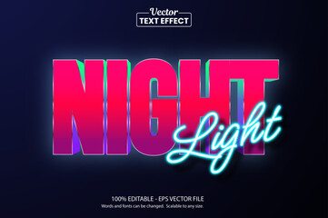 Glowing night Show neon light, Editable Graphic Style text effect