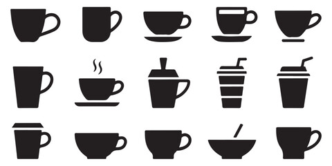 Collection of coffee cup silhouettes