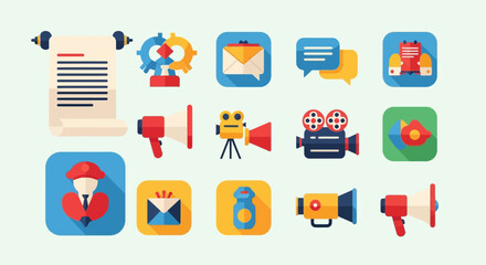 Obraz premium Diverse media vector icon set for creative visual communication and content creation