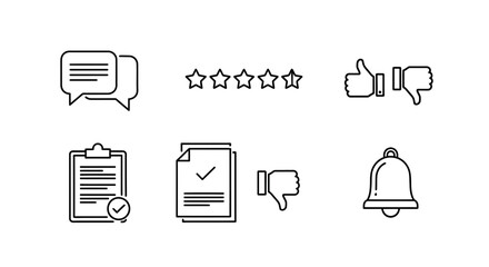 Minimalist feedback and notification icons for user interface design and web development