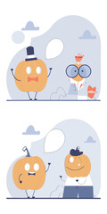 Cartoon Pumpkin Sticker Pack with Thick White Outline