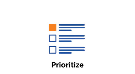 Prioritization visual representation, checklist with priority selection concept