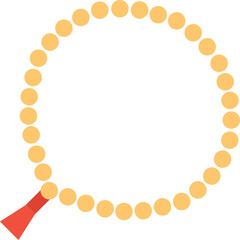 Circular Arrangement Of Smooth Orange Prayer Beads With A Small Red Tassel Hanging Down On A Transparent Background