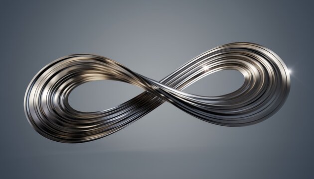 Metallic Infinity Symbol on Gray Background